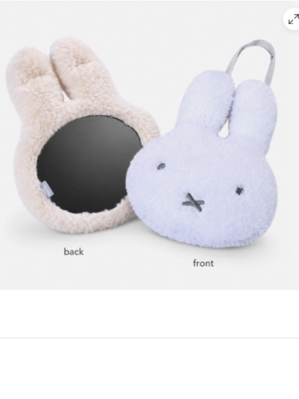 NWT Kawaii Miffy Large Cosmetic Makeup Beige Furry Plush Mirror Wall Hanging Bag